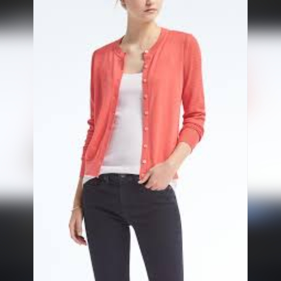 BR silk blend button cardigan many quality details BANANA REPUBLIC sweater pink - Picture 6 of 15